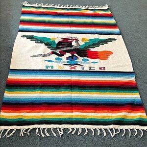 Colorful Mexican Blanket with Eagle Design